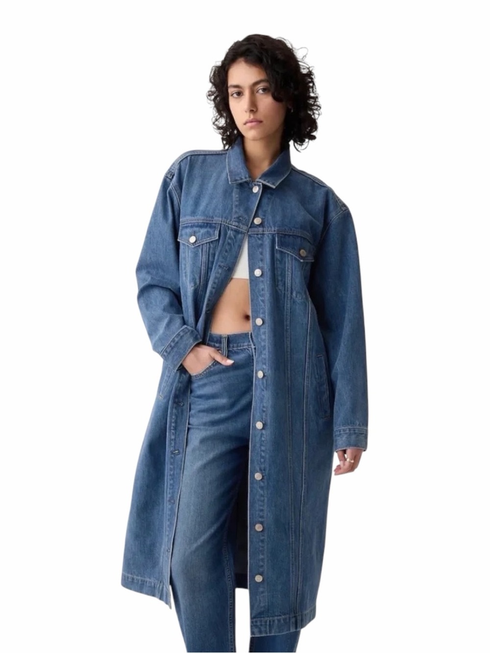 Gap Oversized Longline Icon Denim Jacket Size M